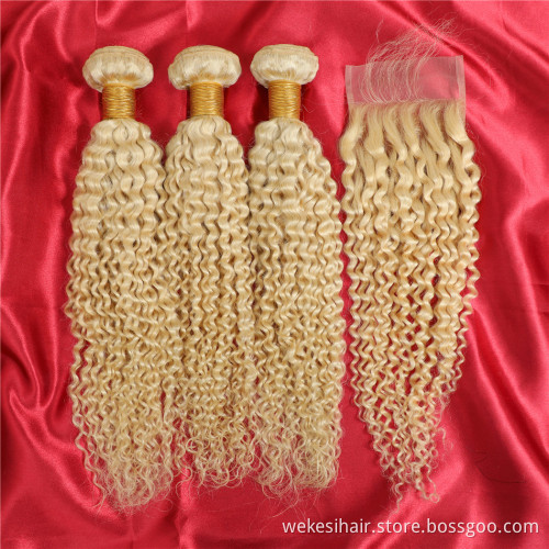 Wholesale 613 Blonde Hair Weave Bundles Virgin Brazilian Human Hair 613 Bundles With HD lace Frontal Closure